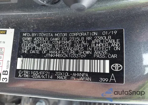 2019 Toyota C-Hr Xle/Le/Limited из США, поврежденный, VIN JTNKHMBX2K1033769